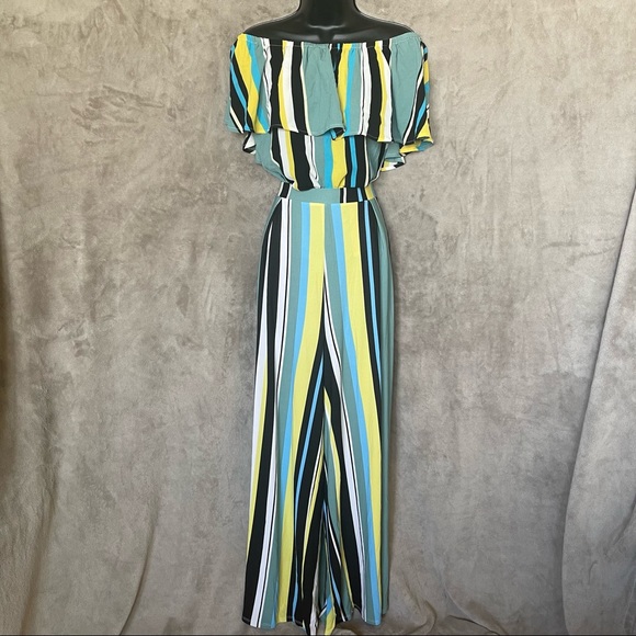 Macy's Bar III Matching Top and Pants Striped Set - Picture 4 of 16